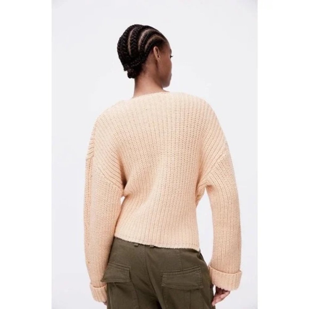 Zara Crossover Cardigan Sweater NWOT w/Tie Detail Blush Pink Small Blogg… - Picture 2 of 15